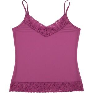 Magenta Purple Lace Trim Camisole Tank Top Small Y2K Coquette Layering